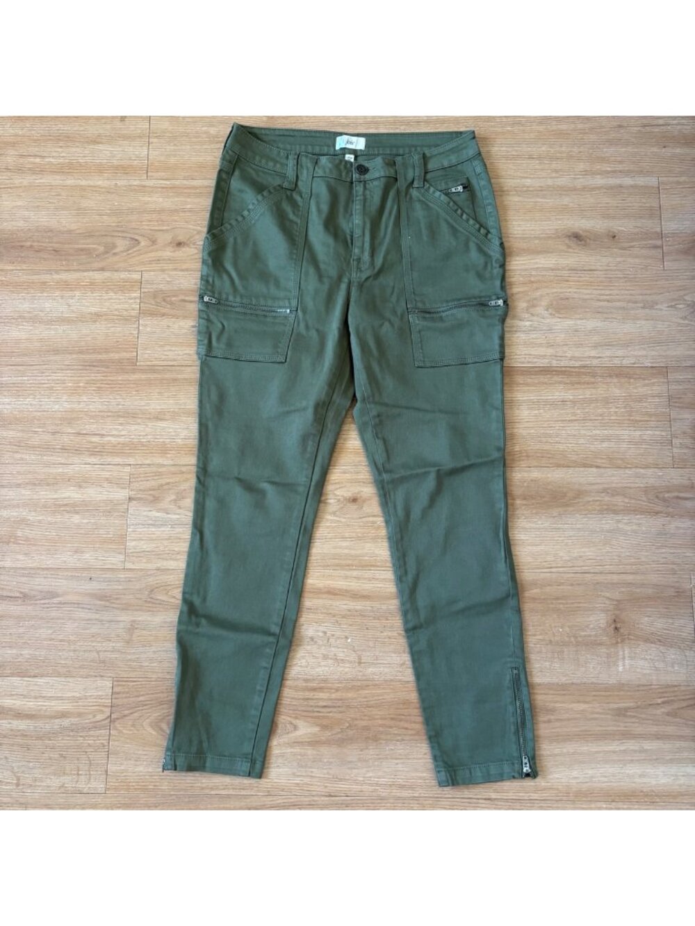 Joie High Rise Cargo Leg Light Denim Pants Olive Green Women’s Size 10/30